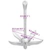 Folding Anchor with Rope Silver 13.2 lb Malleable Iron