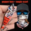 1pc Popper Lure Skull Fishing Lure Artificial Bait + 1pc Mask Magic Scarf Headband Balaclavas